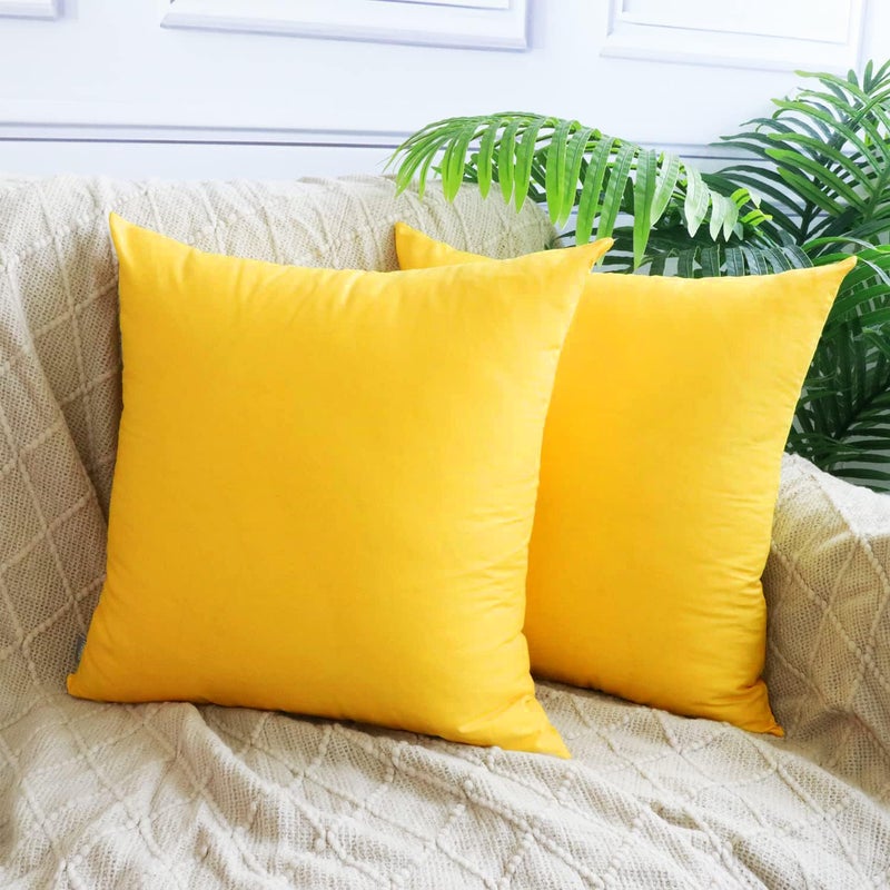 Thmyo 4-Pack 100% Cotton Comfortable Solid Decorative Throw Pillow Cases Square Cushion Covers Sublimation Blank DIY Throw Pillowcase (Only Pillow Covers No Inserts)(18x18 inch/45x45cm,Yellow) - Image 2